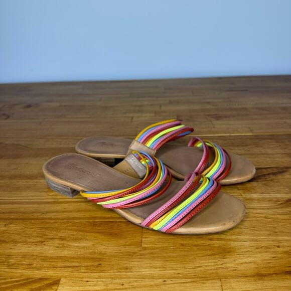 Madewell The Meg Slide Sandals Rainbow Strappy Leather Flats Size 7 - Picture 2 of 6